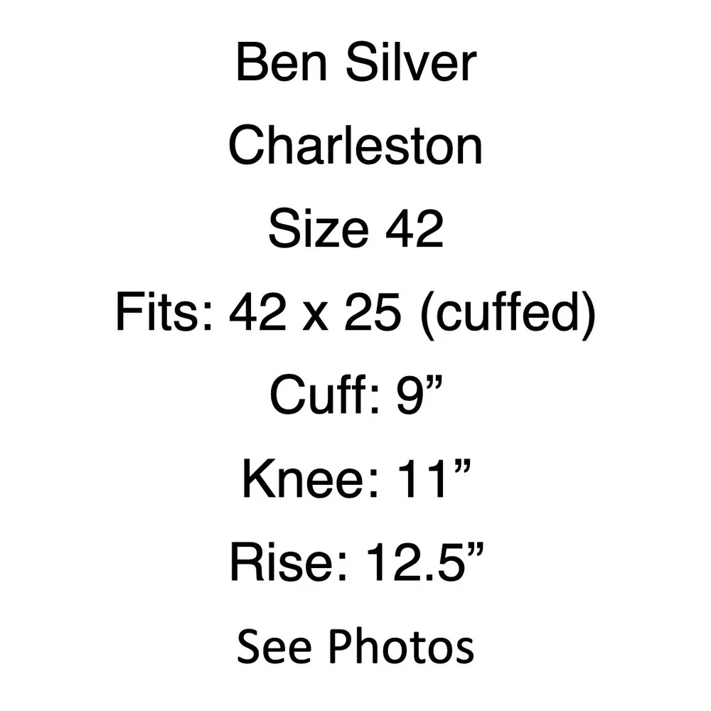 Ben Silver Charleston Mens 42 Dress Pants White Pleated Cuffed High Rise Linen